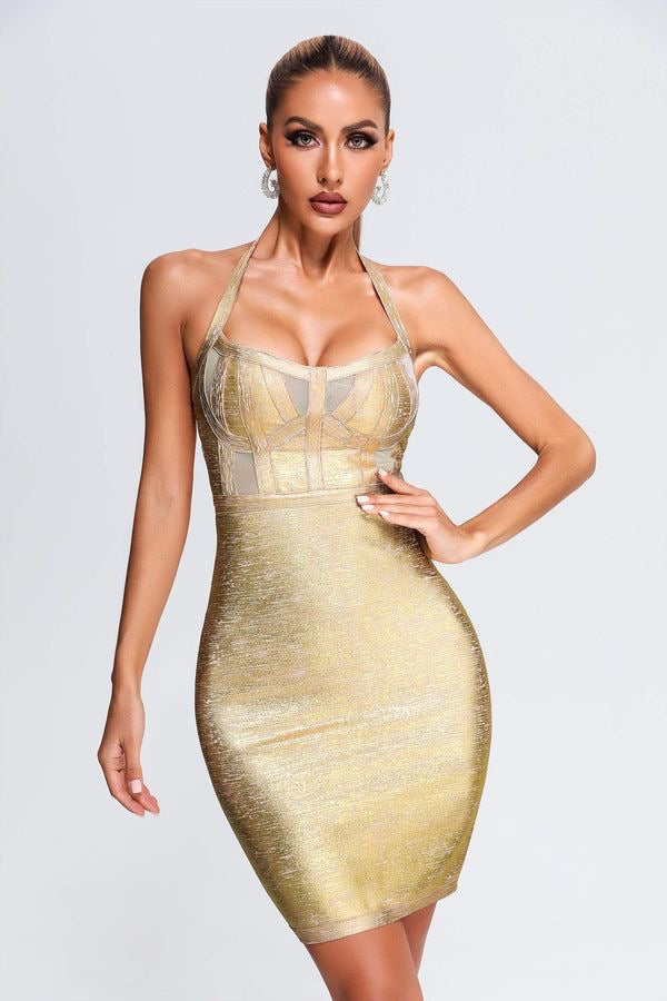 Gold bandage store dress uk