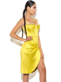 VESTIDO ALTA GAMA NYLA LEMON SATIN