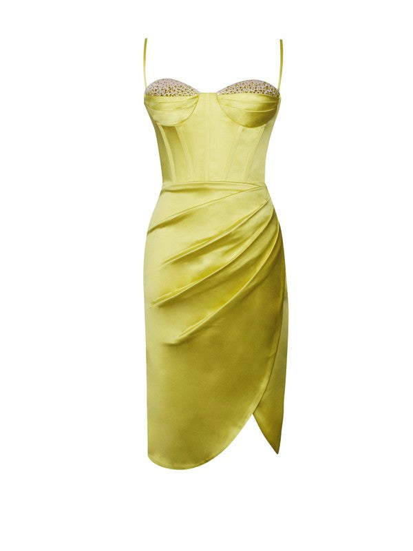 VESTIDO ALTA GAMA NYLA LEMON SATIN