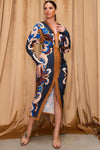 VESTIDO DRAPEADO TRIBAL AZUL MULTI