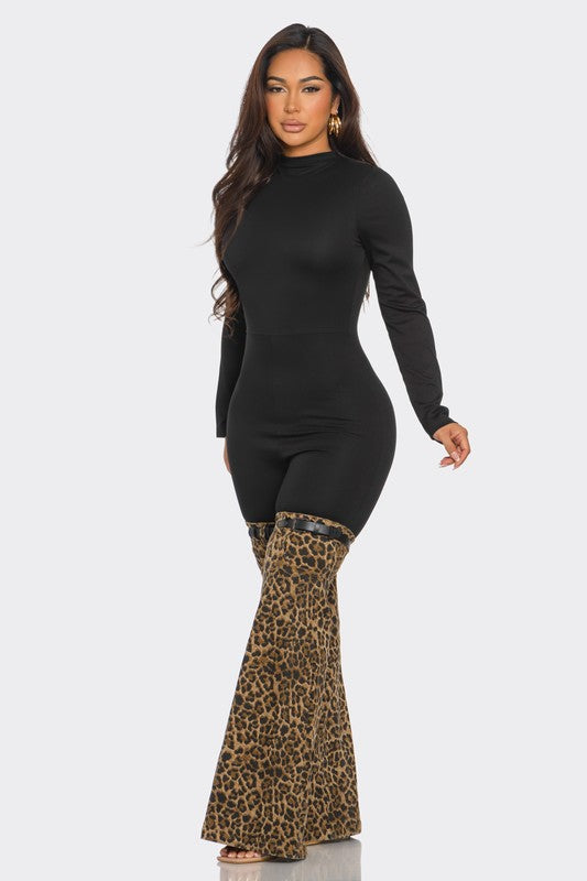 JUMPSUIT LEOPARDO BLOCK  NEGRO