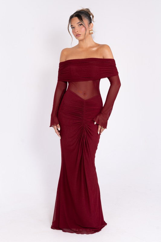 MAXI VESTIDO GIANA VINO MESH