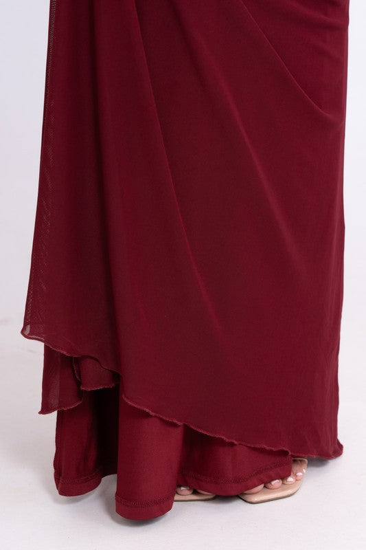 MAXI VESTIDO GIANA VINO MESH