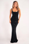 MAXI VESTIDO VENECIA CRISTALES NEGRO