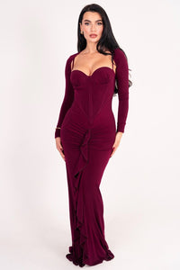 MAXI VESTIDO SET ANSEL VINO