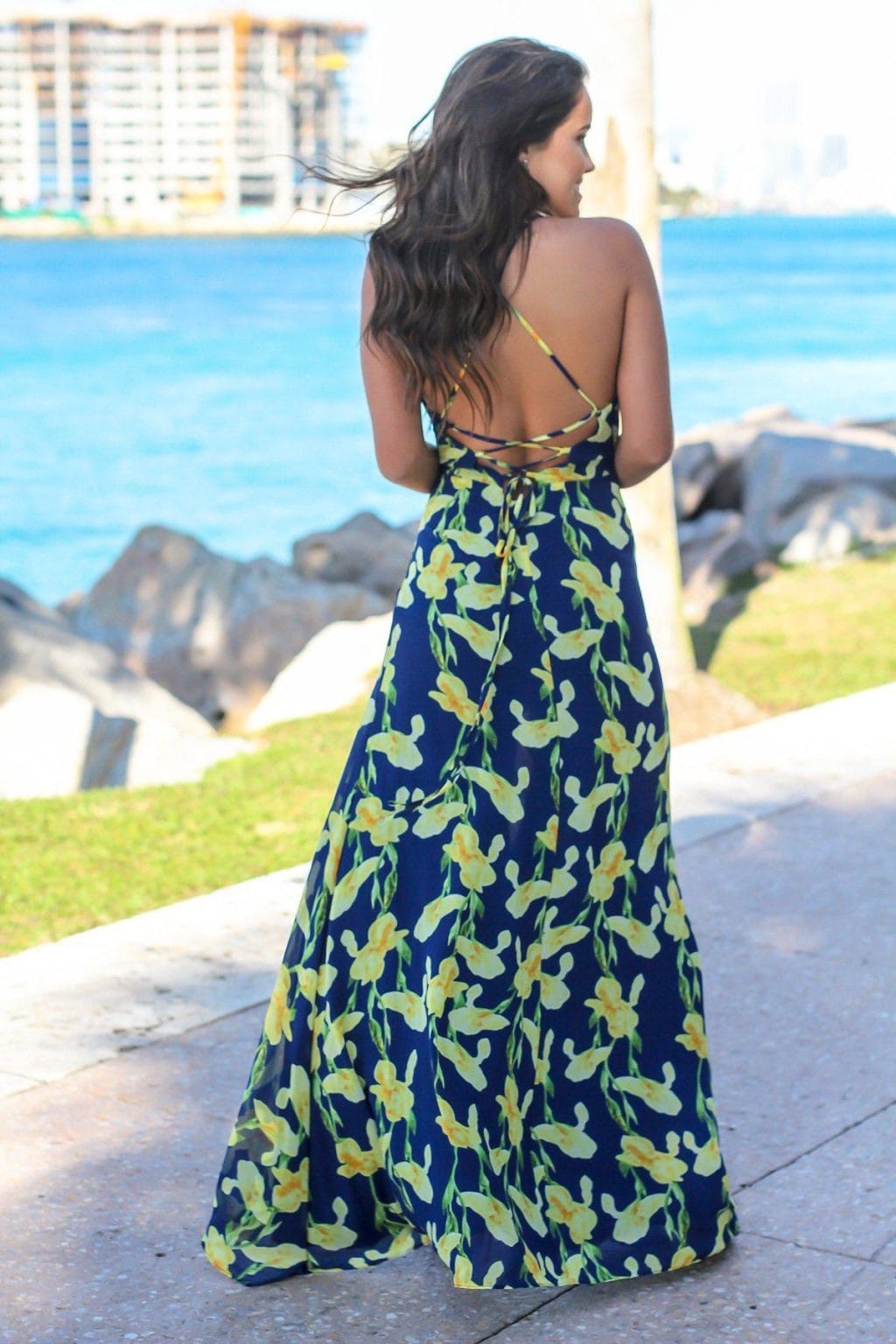 VESTIDO FLORAL LILIUM AMARILLO AZUL