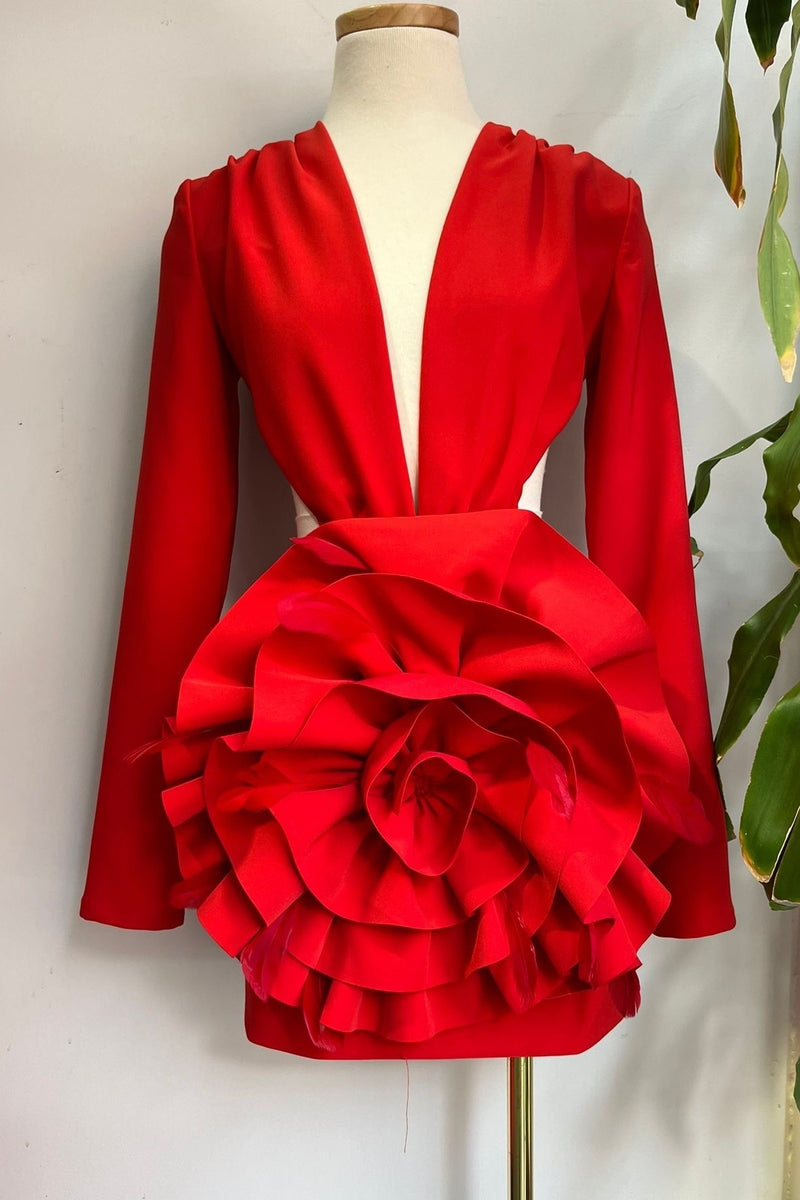 VESTIDO BLOME ROJO PLUMAS