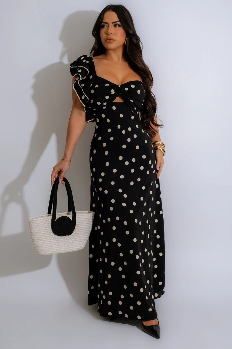 MAXI VESTIDO DOTS NEGRO/CREMA