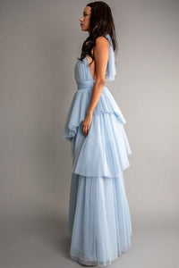 MAXI VESTIDO BELA TULLE HALTER AZUL