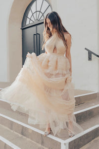 MAXI VESTIDO MARILYN TULLE  NUDE