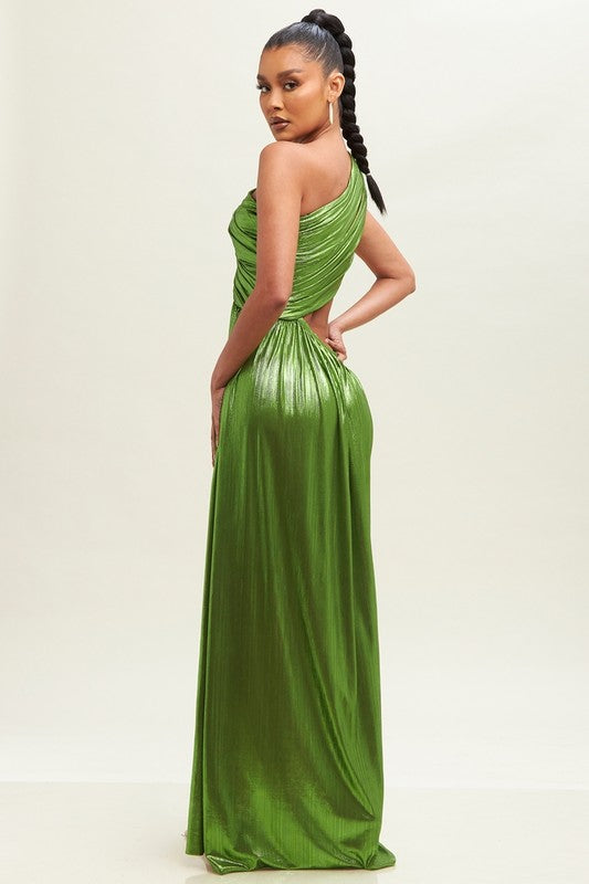 Vestido best sale verde metalico