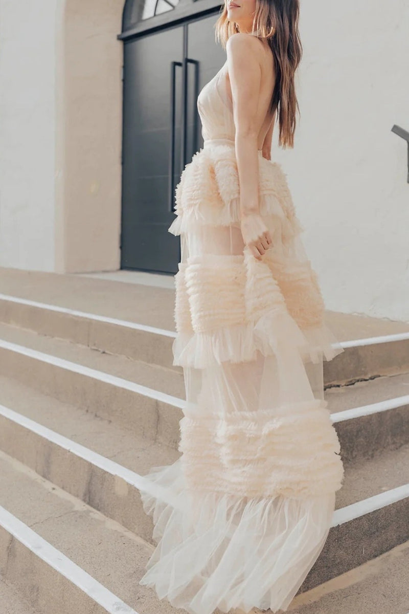 MAXI VESTIDO MARILYN TULLE  NUDE