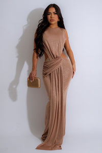 MAXI VESTIDO GLITTER MOCHA GOLD