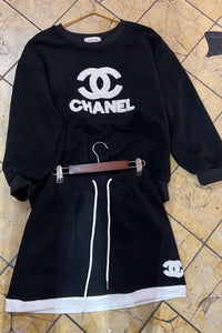 SET CASUAL CHANEL LOGO FALDA SUDADERA