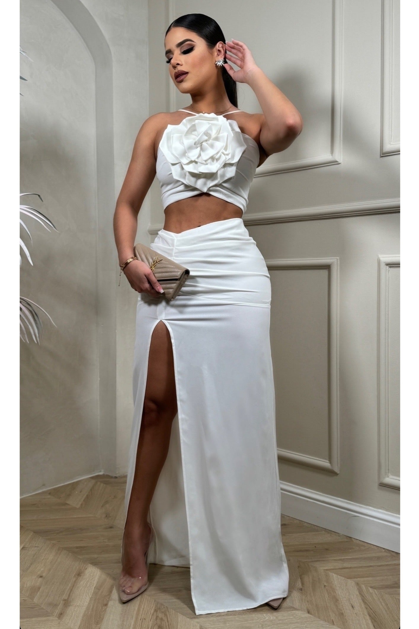 MAXI VESTIDO AMALIA FLOR BLANCO