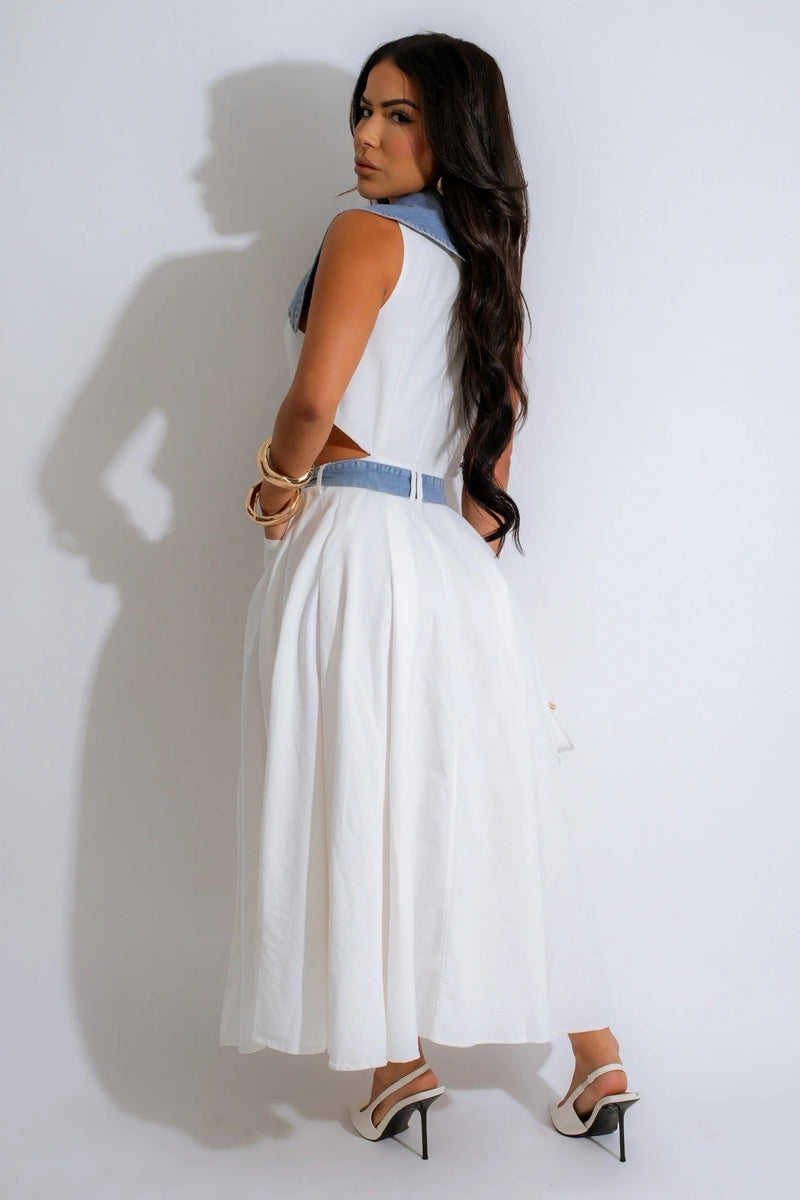 VESTIDO DIJES MIDI MEZCLILLA BLANCO