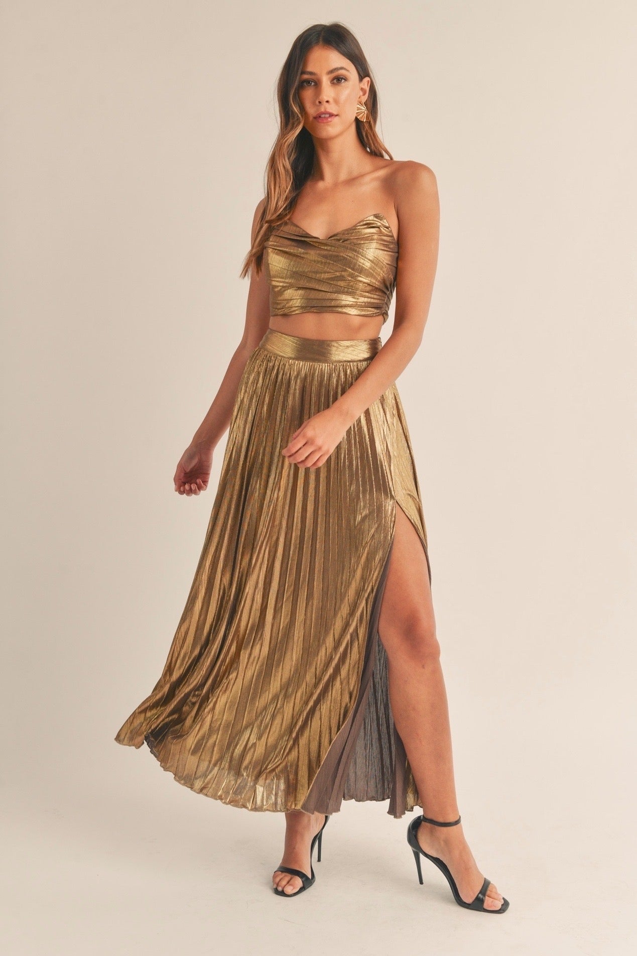 MAXI SET GOLD METALICO TOP FALDA