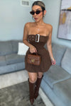 VESTIDO COCOA TABLEADO STRAPLESS