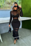 VESTIDO DEBBY PEPLUM NEGRO MESH