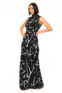 JUMPSUIT PALAZZO ABSTRACTO NEGRO/BLANCO