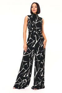 JUMPSUIT PALAZZO ABSTRACTO NEGRO/BLANCO