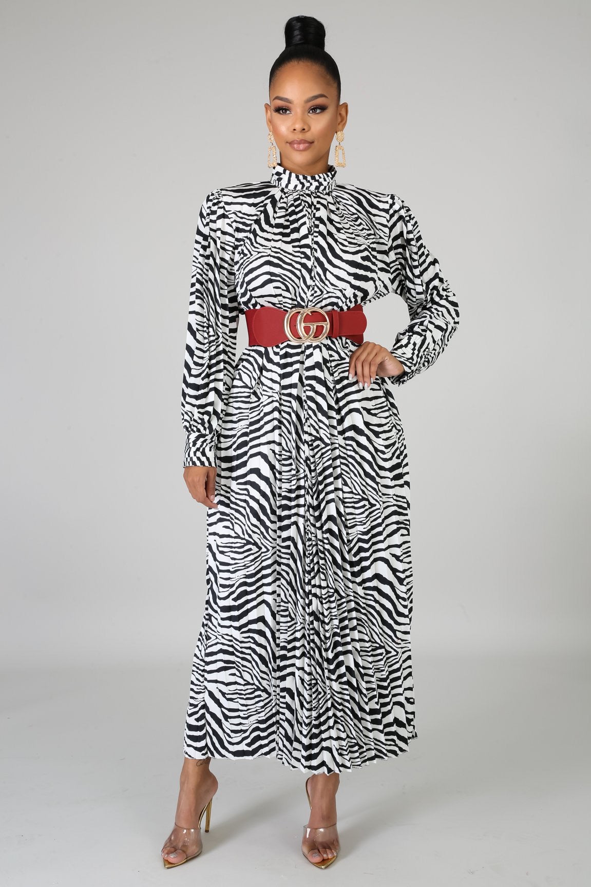 MAXI VESTIDO ZEBRA PLISADO