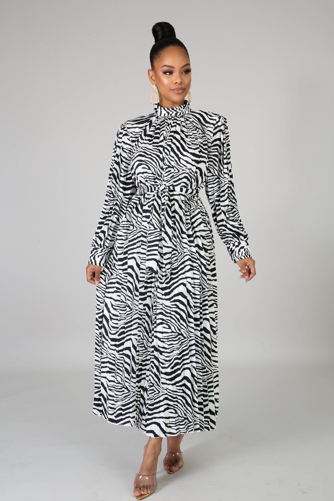 MAXI VESTIDO ZEBRA PLISADO