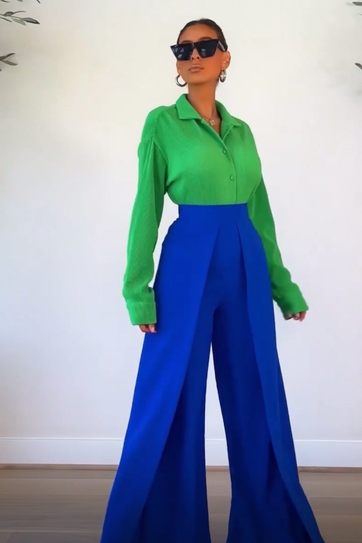 Pantalon palazzo fashion azul