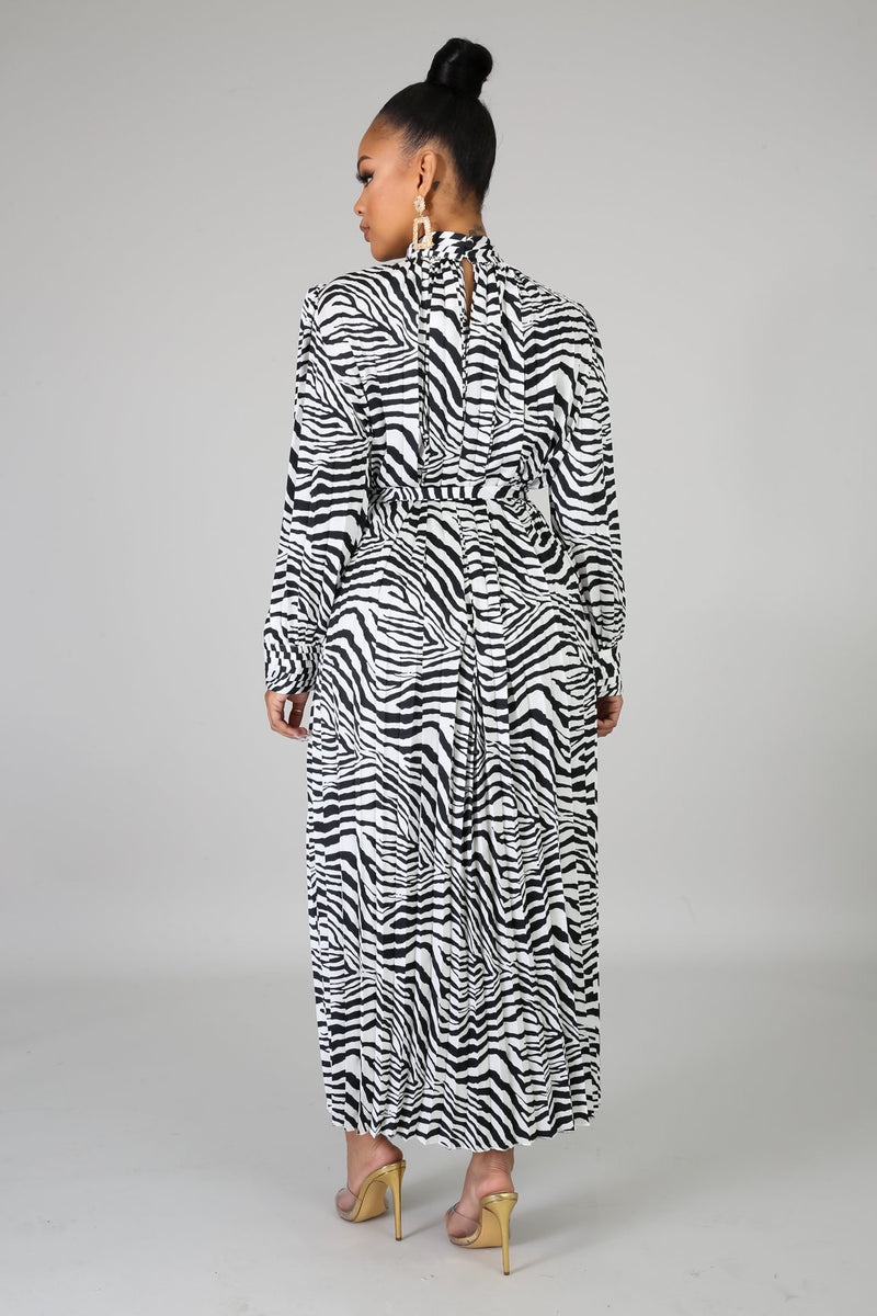 MAXI VESTIDO ZEBRA PLISADO