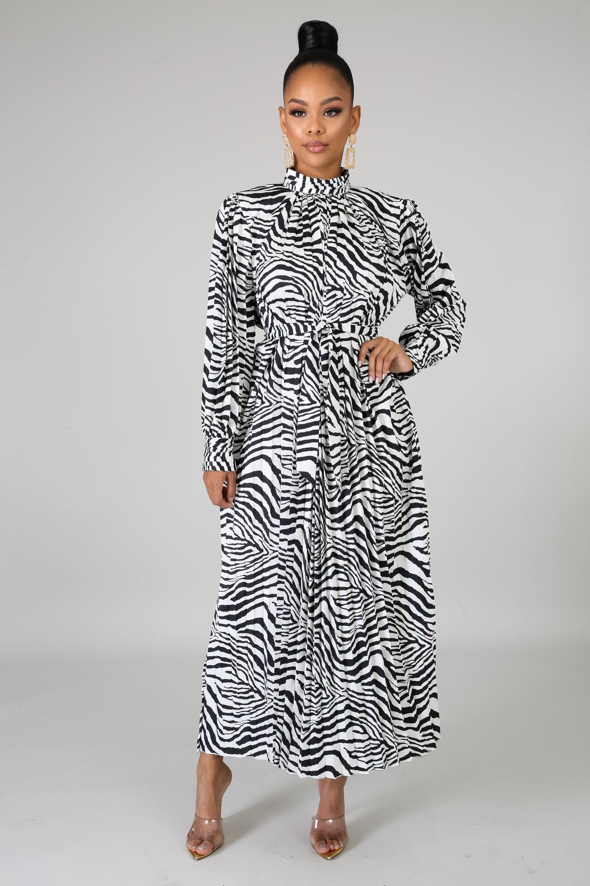 MAXI VESTIDO ZEBRA PLISADO