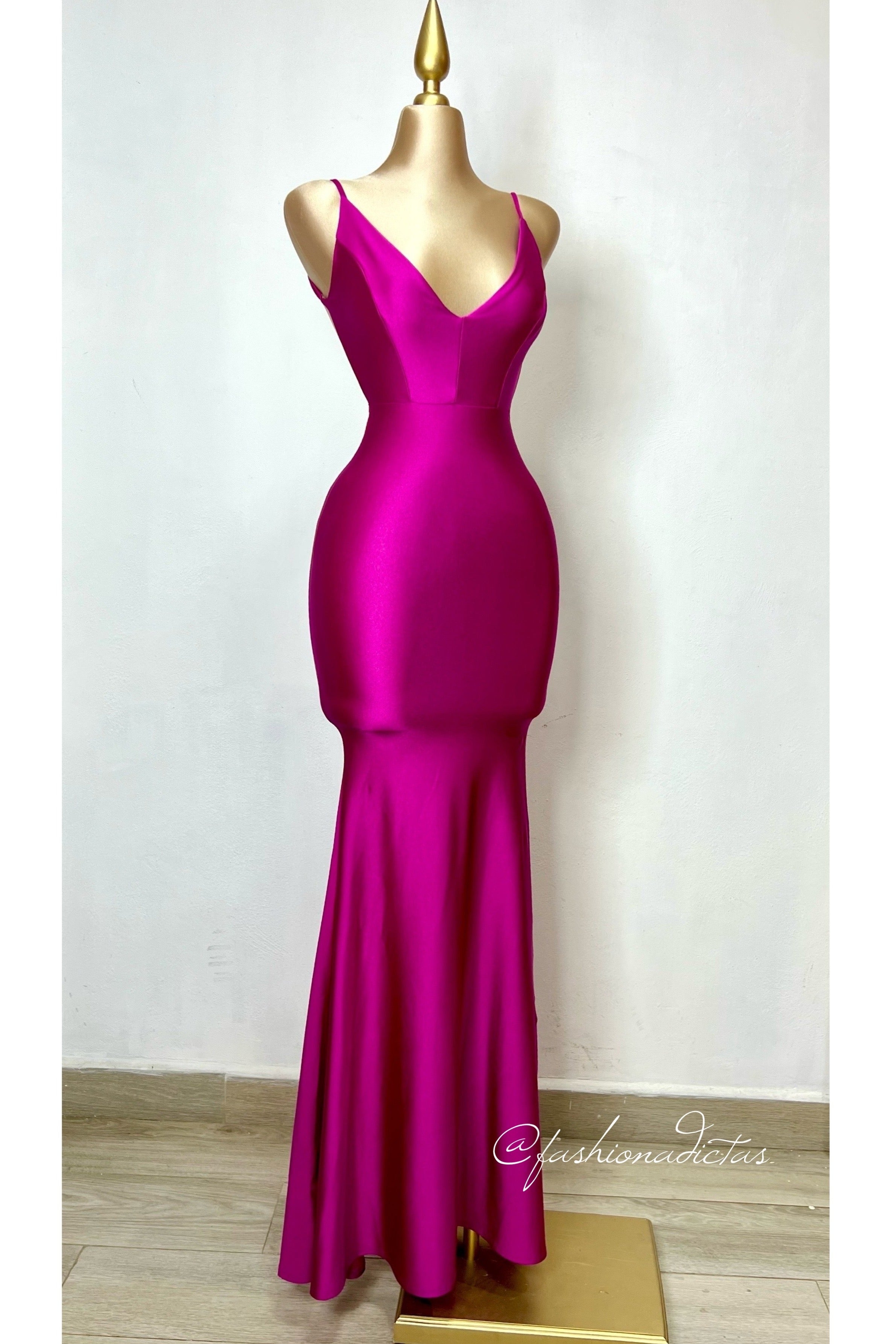 Vestido sales rosa magenta